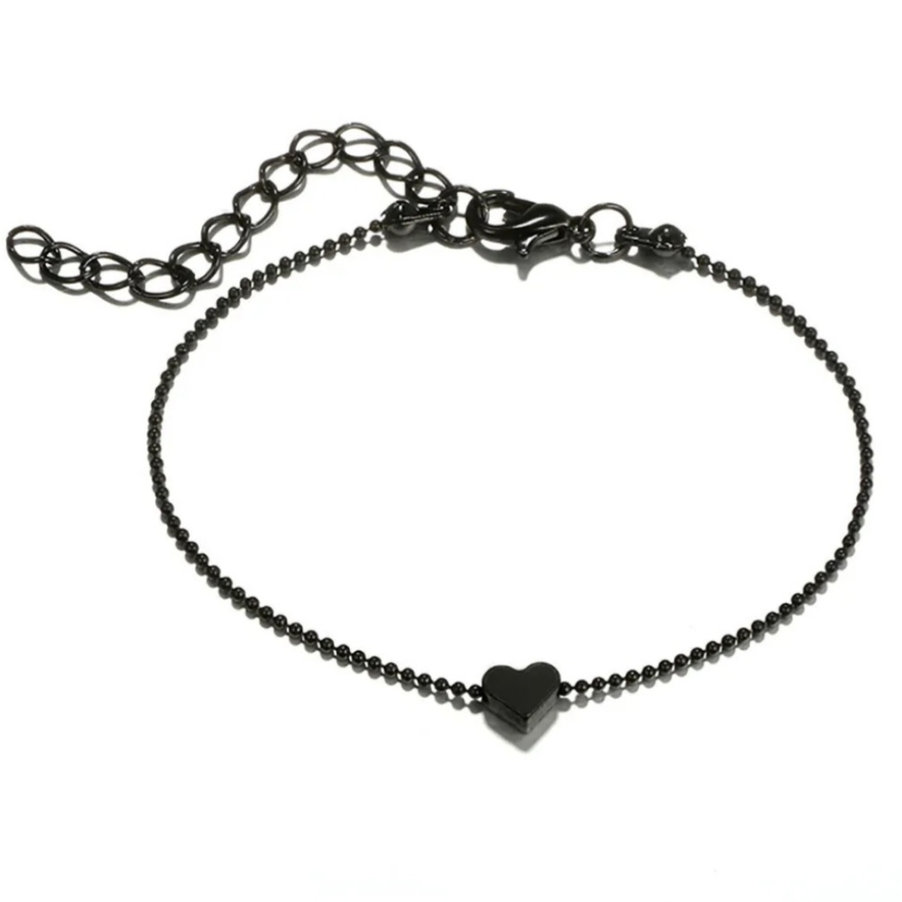 4pc Black & Gold Charm Layering Bracelets Feather Lotus Flower Heart Bead - Picture 7 of 13
